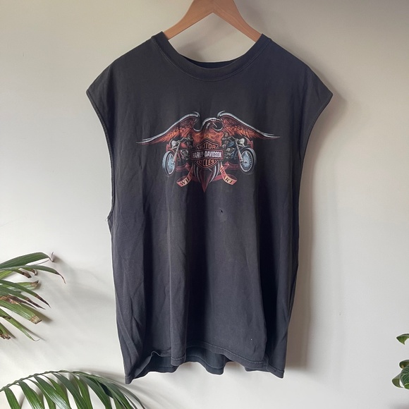 Y2K Vintage Las Vegas Harley Davidson Muscle Shirt - Picture 2 of 6